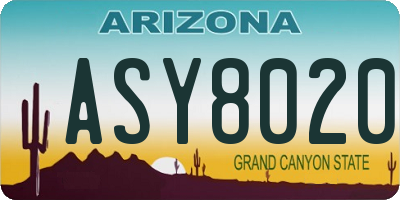 AZ license plate ASY8020
