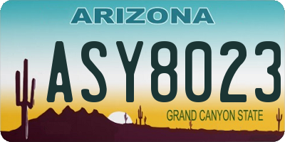 AZ license plate ASY8023