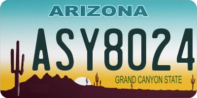 AZ license plate ASY8024