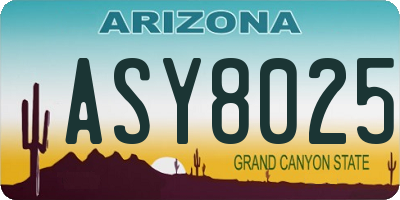 AZ license plate ASY8025