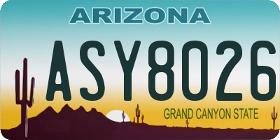 AZ license plate ASY8026