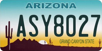 AZ license plate ASY8027