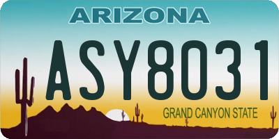 AZ license plate ASY8031