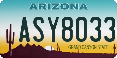 AZ license plate ASY8033