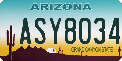 AZ license plate ASY8034