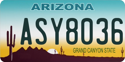AZ license plate ASY8036