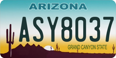 AZ license plate ASY8037