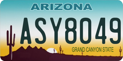 AZ license plate ASY8049