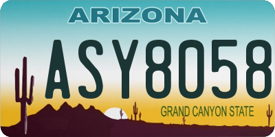 AZ license plate ASY8058