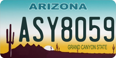 AZ license plate ASY8059