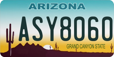 AZ license plate ASY8060