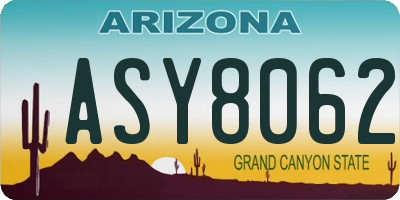 AZ license plate ASY8062