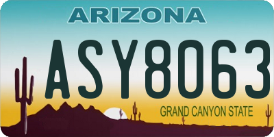 AZ license plate ASY8063