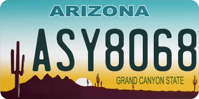 AZ license plate ASY8068