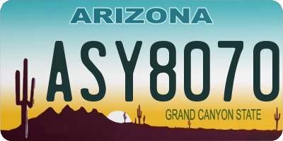 AZ license plate ASY8070