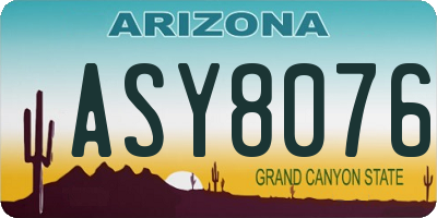 AZ license plate ASY8076