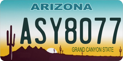 AZ license plate ASY8077