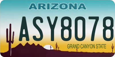 AZ license plate ASY8078