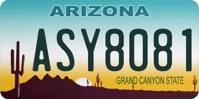 AZ license plate ASY8081