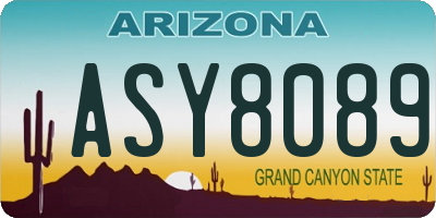 AZ license plate ASY8089