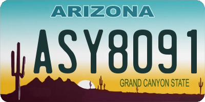 AZ license plate ASY8091