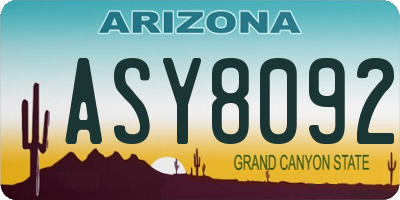 AZ license plate ASY8092