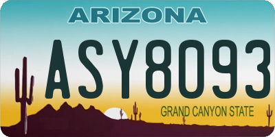 AZ license plate ASY8093
