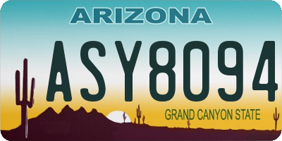 AZ license plate ASY8094
