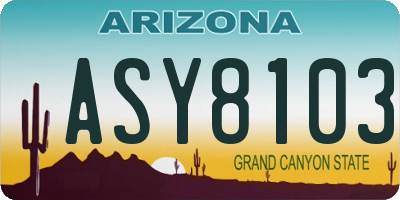AZ license plate ASY8103