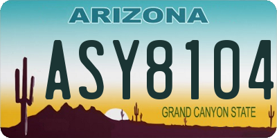 AZ license plate ASY8104