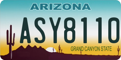 AZ license plate ASY8110