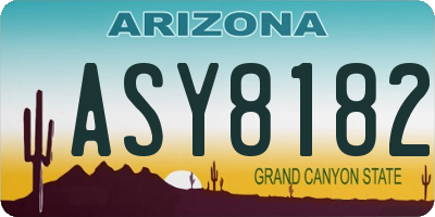 AZ license plate ASY8182