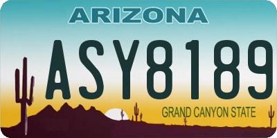 AZ license plate ASY8189