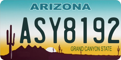 AZ license plate ASY8192