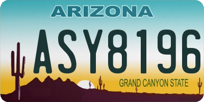 AZ license plate ASY8196