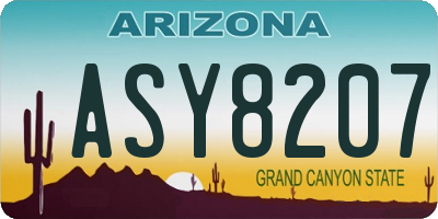 AZ license plate ASY8207