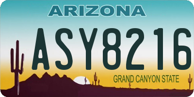 AZ license plate ASY8216