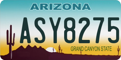 AZ license plate ASY8275