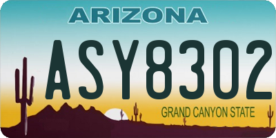 AZ license plate ASY8302