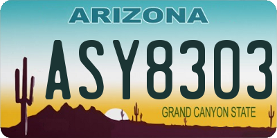 AZ license plate ASY8303