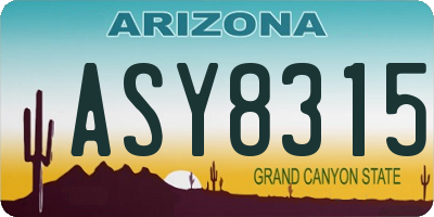 AZ license plate ASY8315