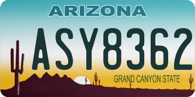 AZ license plate ASY8362