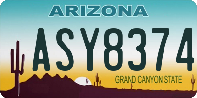 AZ license plate ASY8374