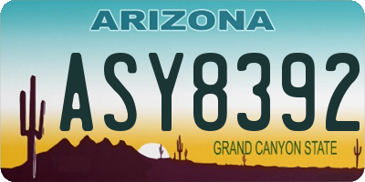 AZ license plate ASY8392