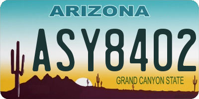 AZ license plate ASY8402