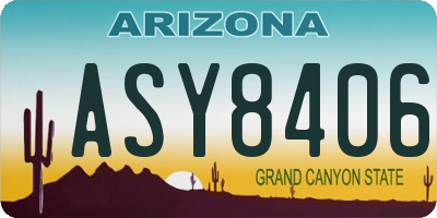 AZ license plate ASY8406