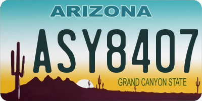 AZ license plate ASY8407