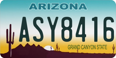 AZ license plate ASY8416