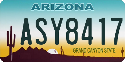 AZ license plate ASY8417