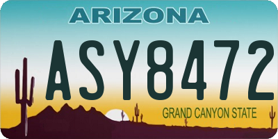 AZ license plate ASY8472
